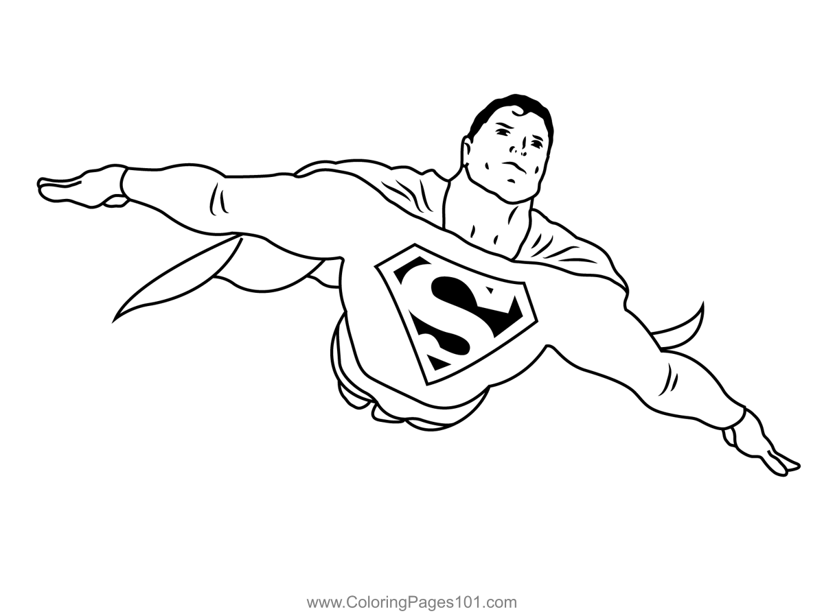 Superman flying coloring page for kids