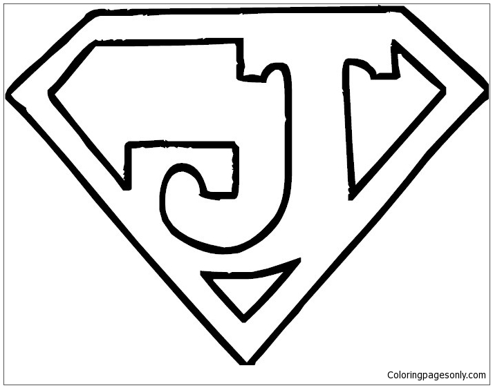 Letter j superman logo coloring page