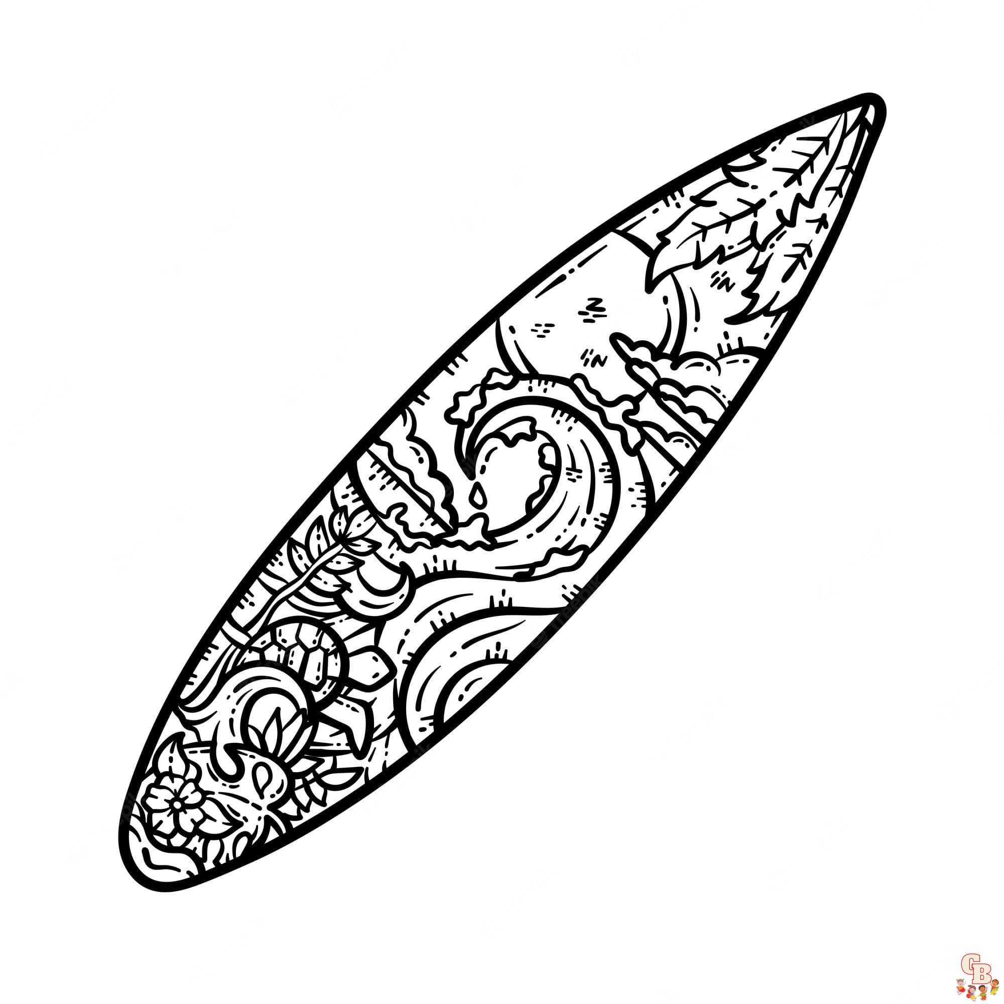 Printable surfboard coloring pages free for kids and adults