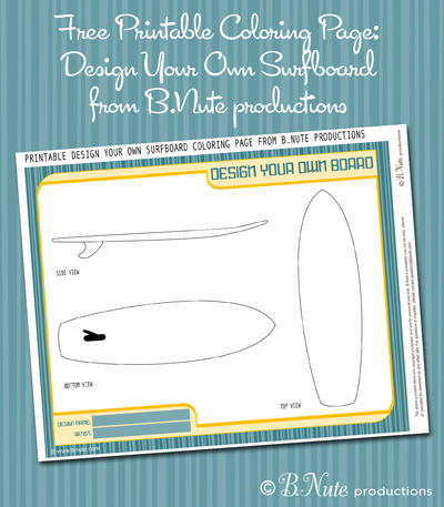 Productions free printable coloring page design your own surfboard