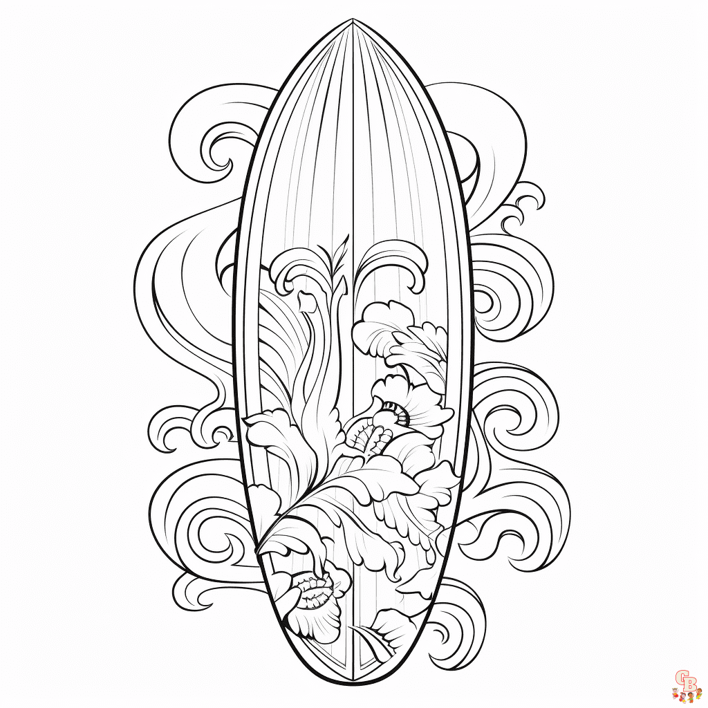 Printable surfboard coloring pages free for kids and adults