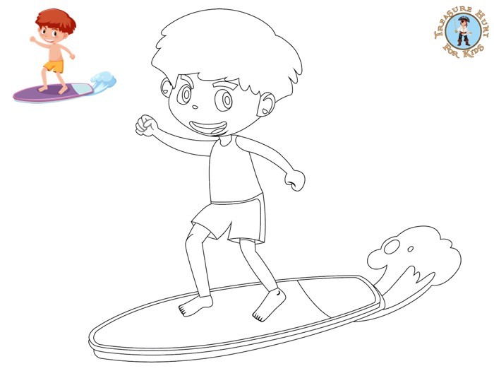 Surfing coloring page