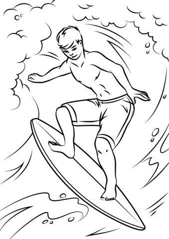 Cool surfer coloring page free printable coloring pages