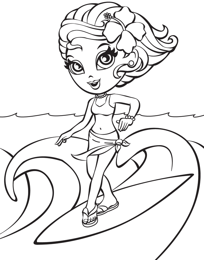 Surfing coloring pages