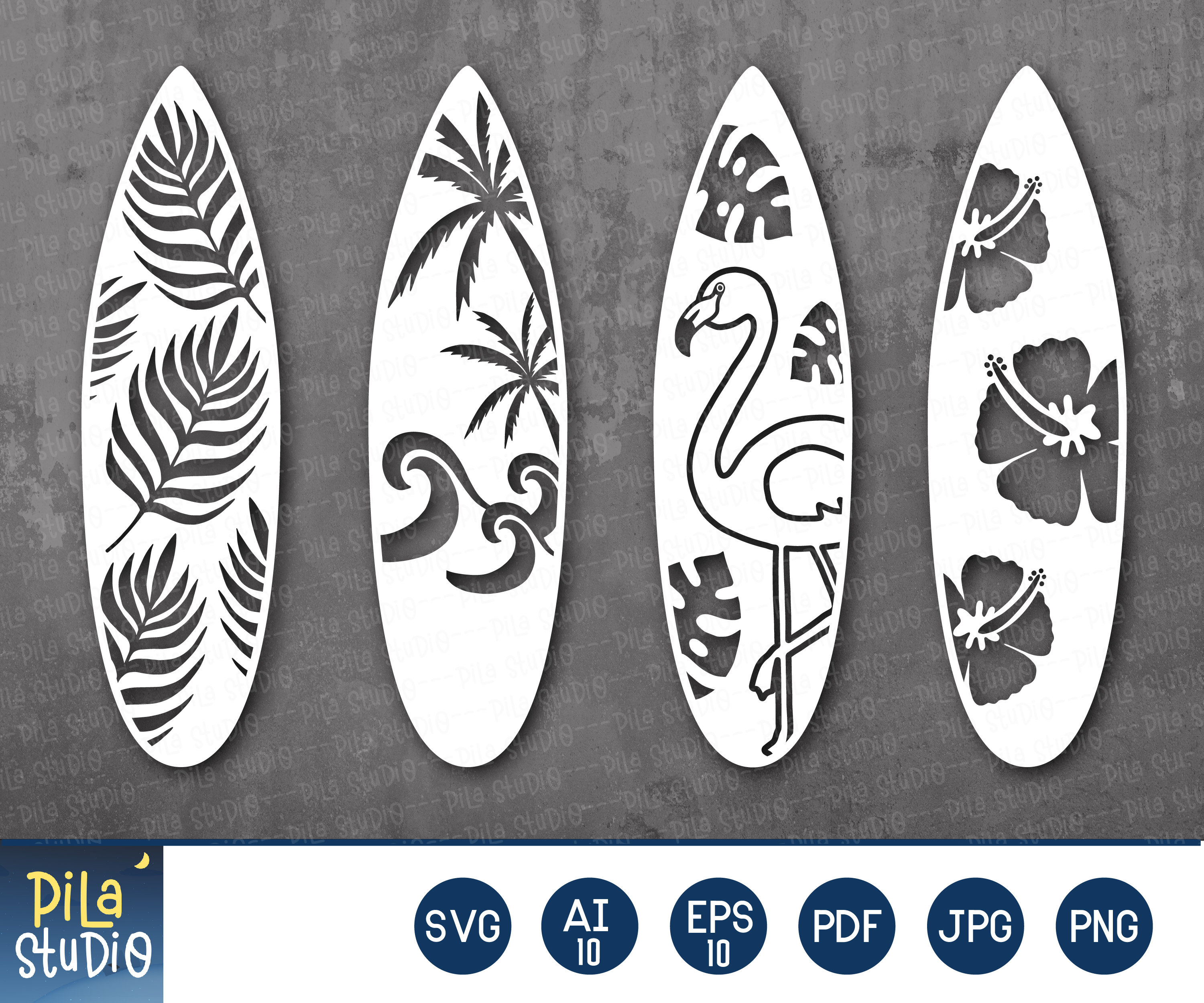 Surfboard svg surfboard templates surfing design svg surfboard png svg cutting file silhouette sublimation printable eps png download now