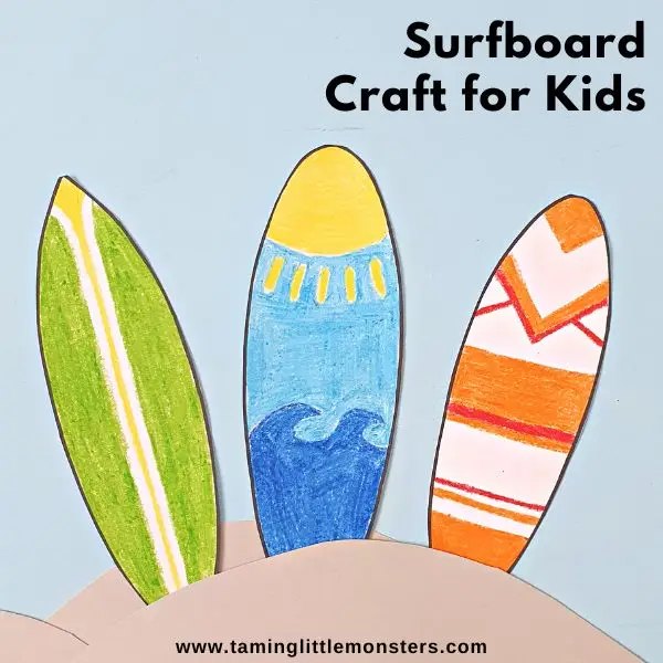 Surfboard craft for kids with free printable template