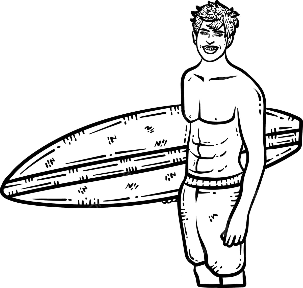 Line art coloring page of a man with a surfboard enjoying the summer waves vector wave drawing summer drawing man drawing png and vector with transparent background for free download