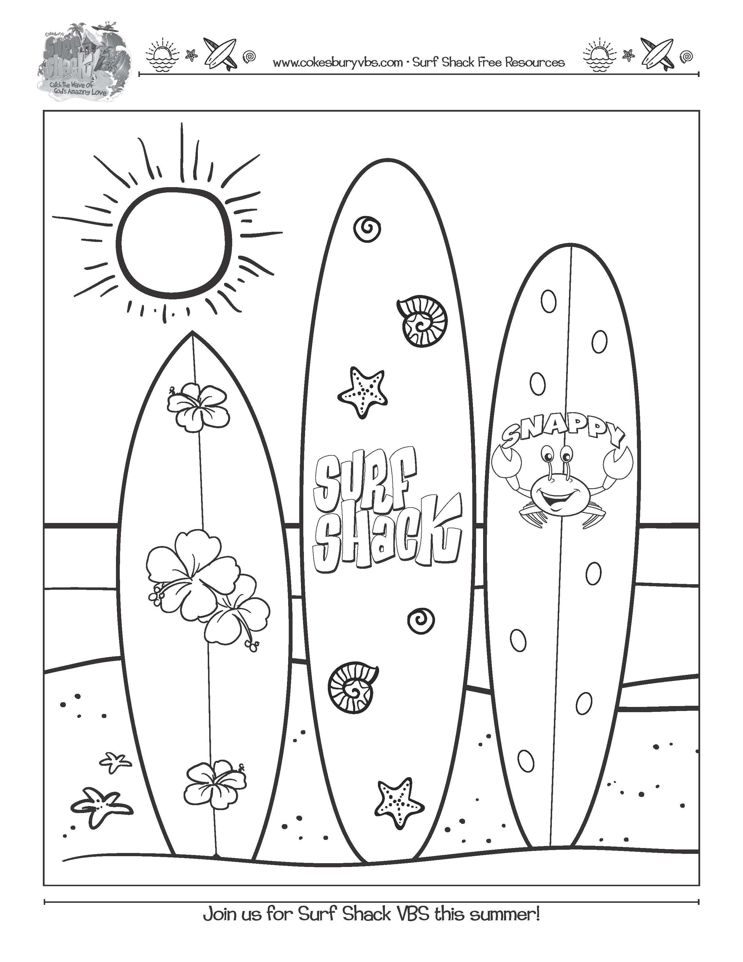 Enjoy your free coloring page cokesburyvbs surfing surf shack vbs coloring pages