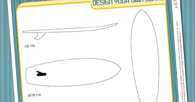 Productions free printable coloring page design your own surfboard