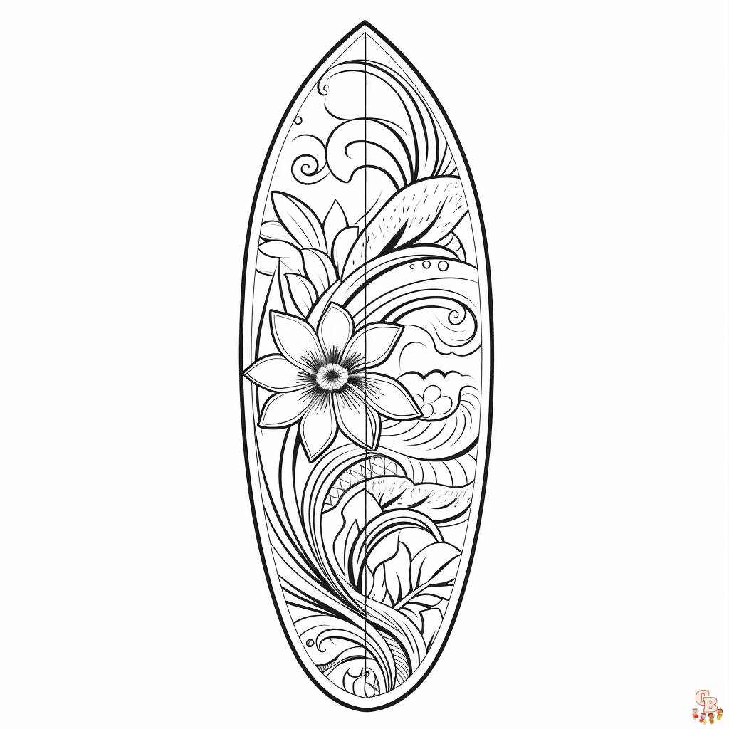 Printable surfboard coloring pages free for kids and adults