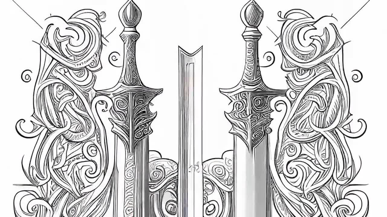 Pack stress relief coloring pages swords digital print filigree detailed mandala instant download set coloring pages for adults