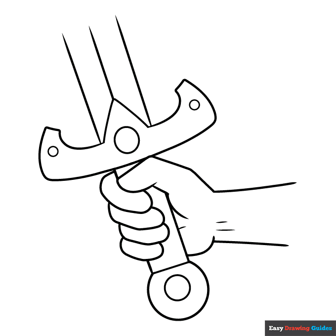 Hand holding sword coloring page easy drawing guides