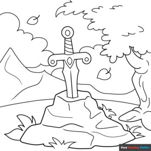 Sword in stone coloring page easy drawing guides