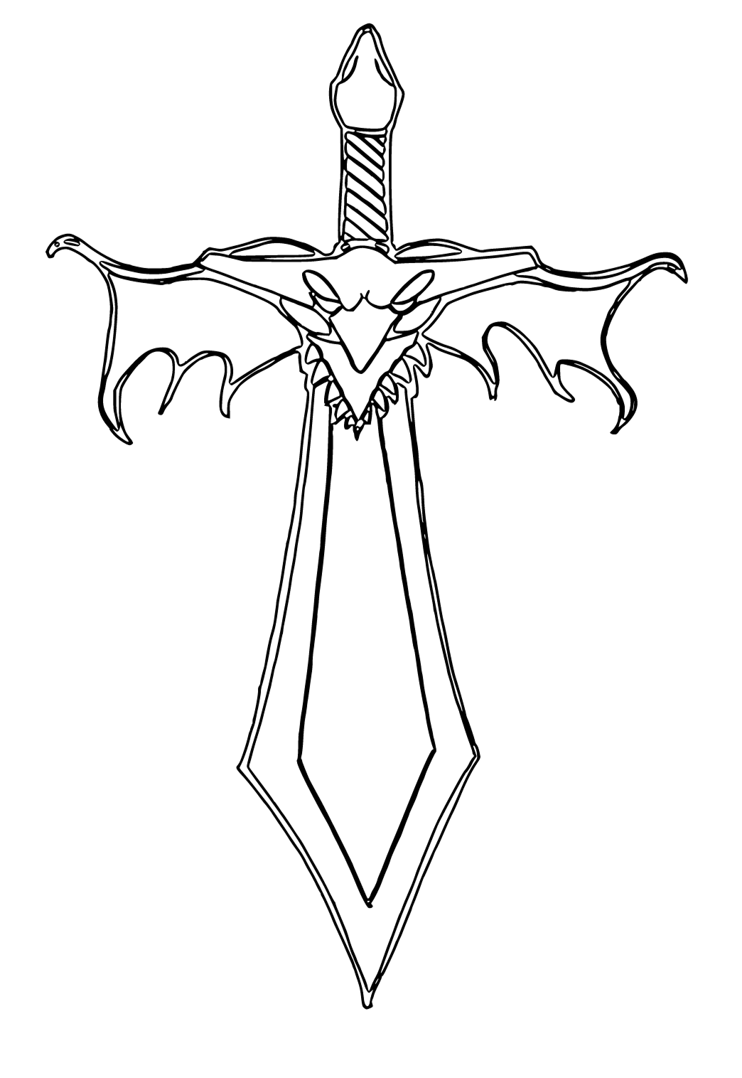 Free printable sword unusual coloring page for adults and kids