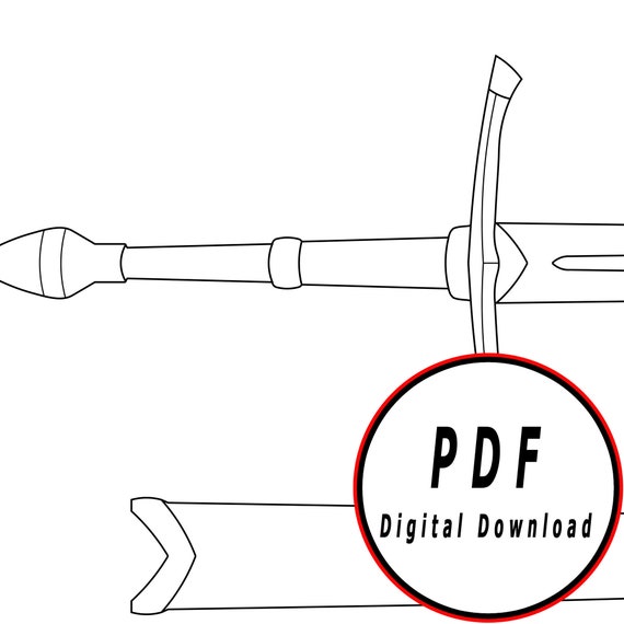 Aragor long sword scabbard template pattern blueprint diy pdf digital donwload vector printable cosplay costume larp pdf