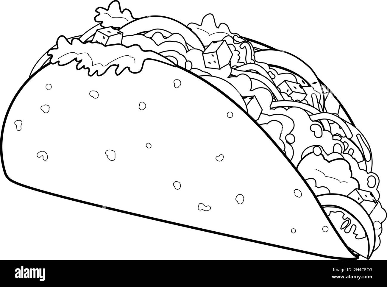 Mexican taco vector black and white coloring page stock vector image art