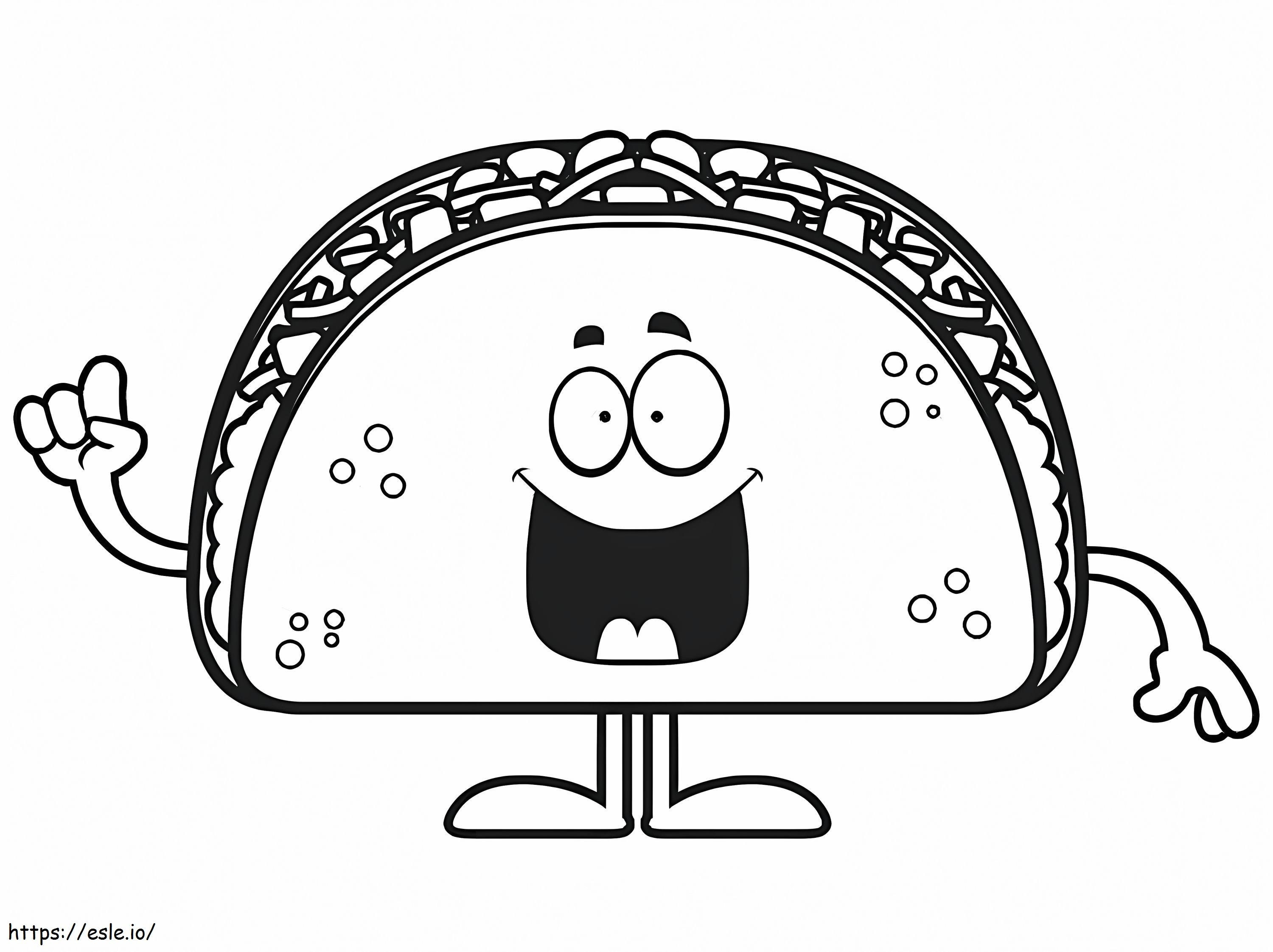 Happy taco coloring page