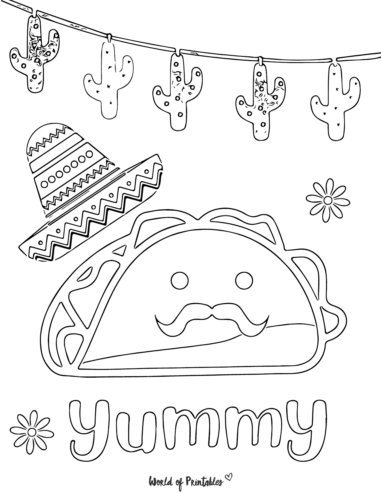 Cute food coloring pages