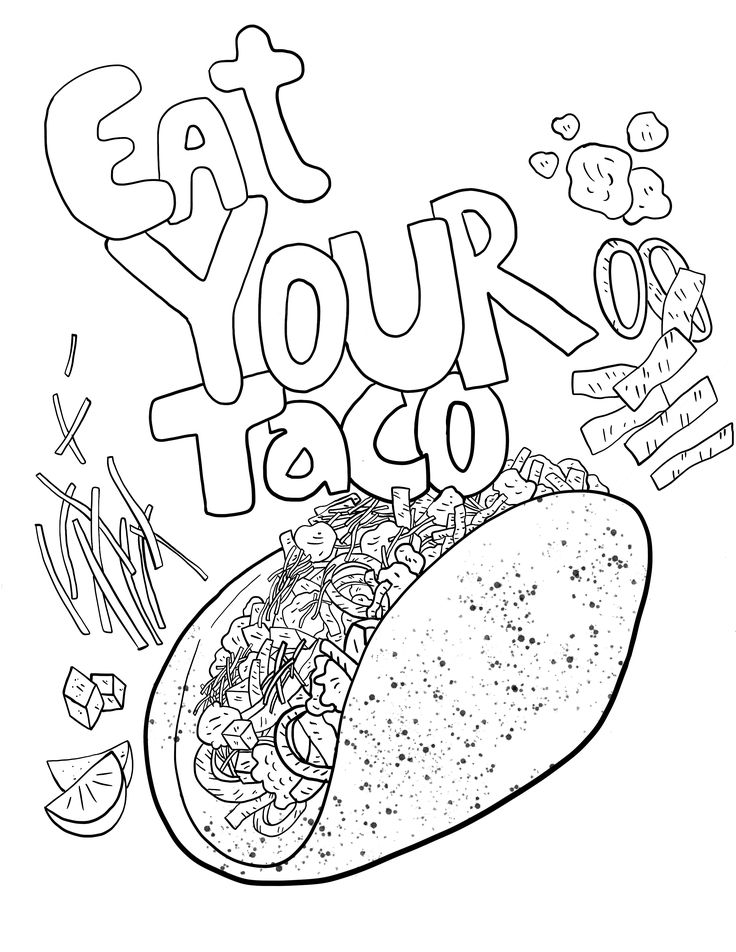 Eat your taco adult and kids coloring page pdf digital print