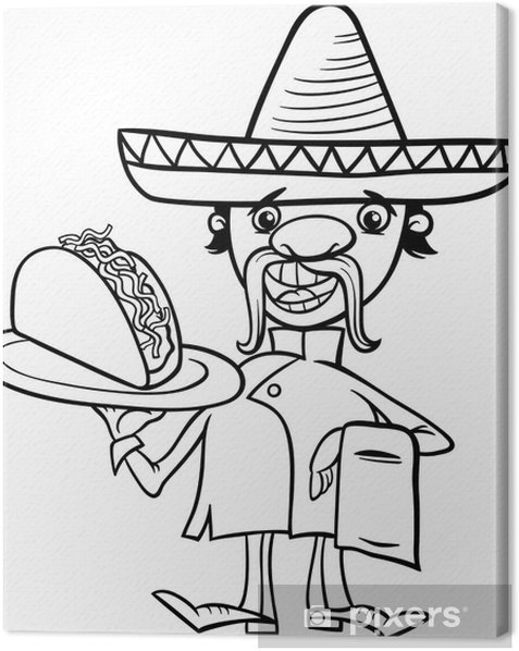 Nvas print mexin chef with taco coloring page