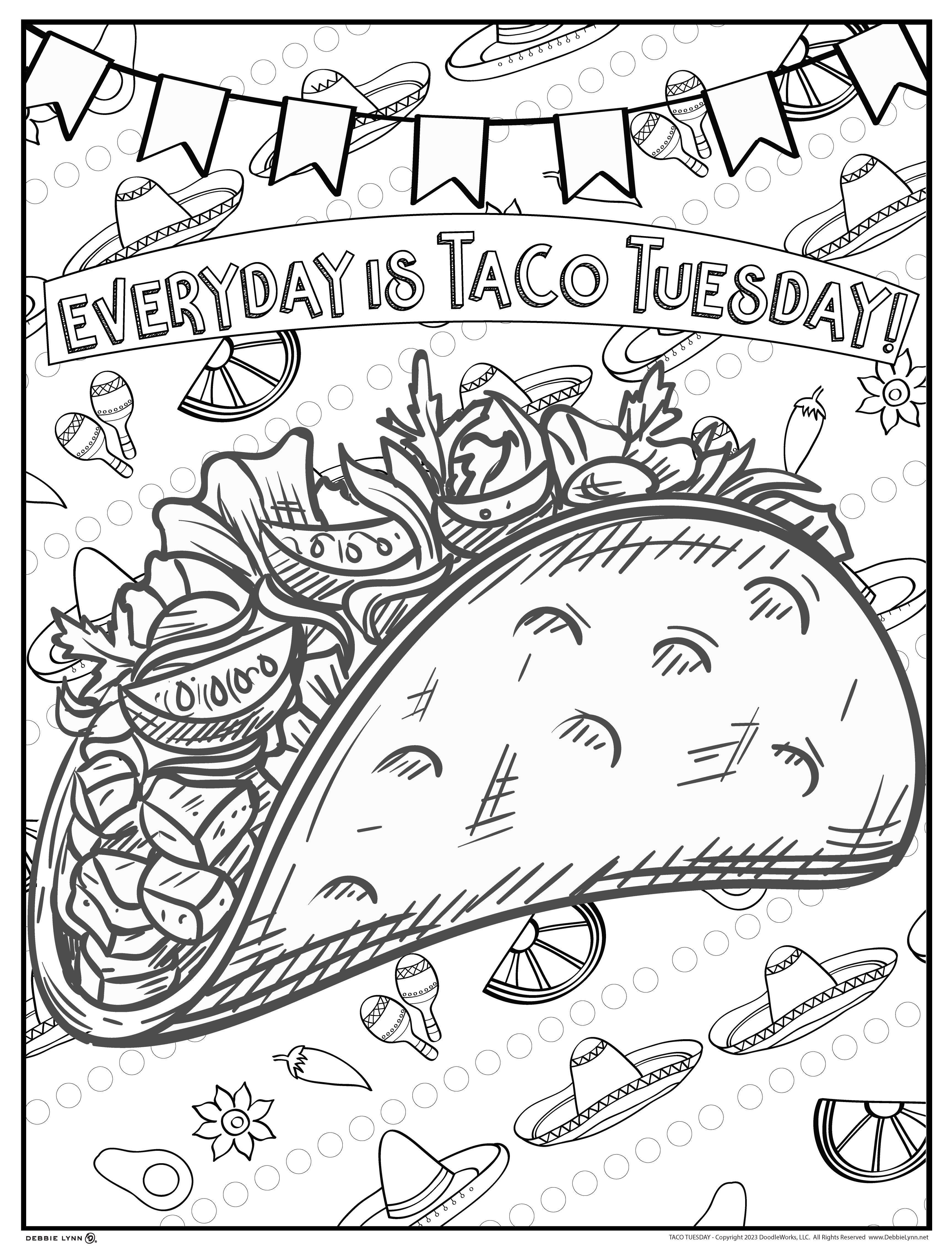 Tacos personalized giant coloring poster x â debbie lynn