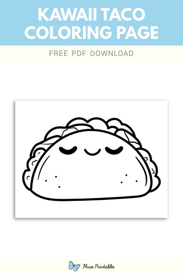 Free kawaii taco coloring page coloring pages coloring for kids free printable coloring pages