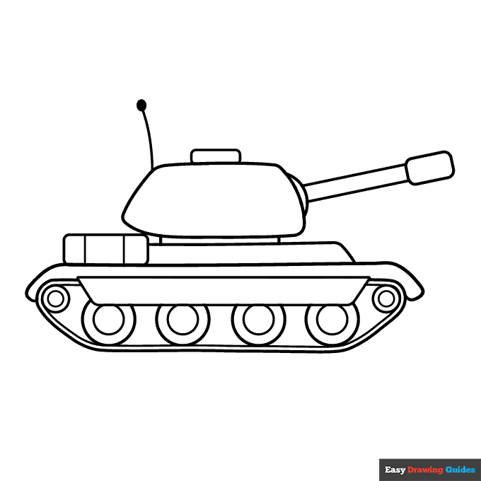 Tank coloring page easy drawing guides
