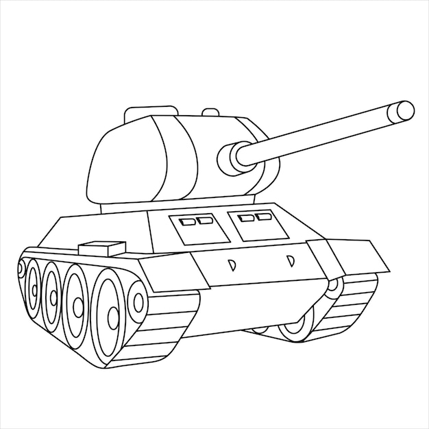 Premium vector tank coloring page military vehicle cartoon illustration line art drawing for kids and adults
