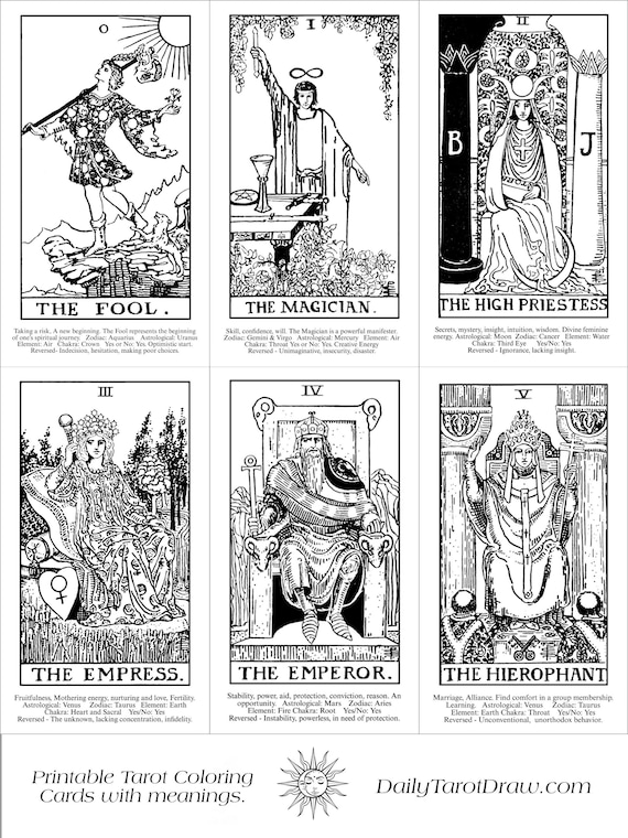 Tarot card coloring pages tarot coloring cards with meanings