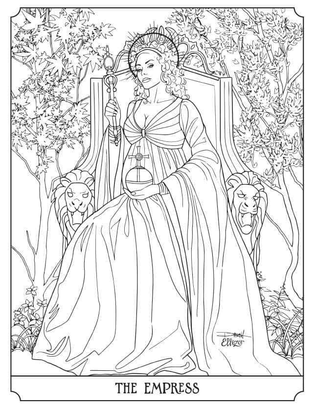 The empress tarot card coloring page