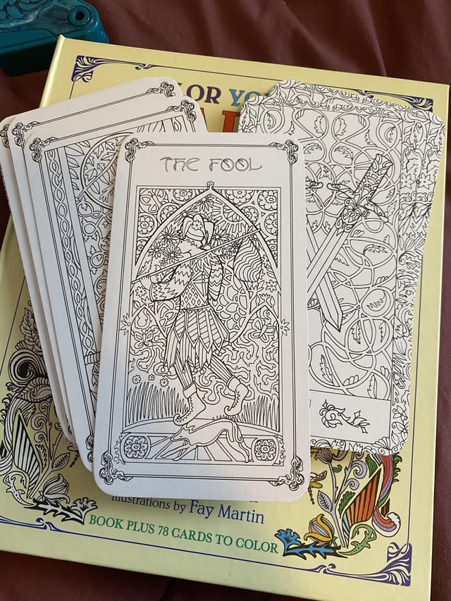 I got a color your own tarot deck for my birthday it looks like a super fun project d rcoloring