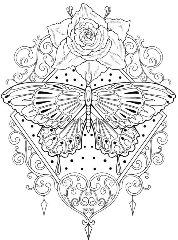 Butterfly tattoo coloring page