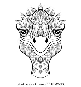 Vector ostrich adult coloring page hand stock vector royalty free