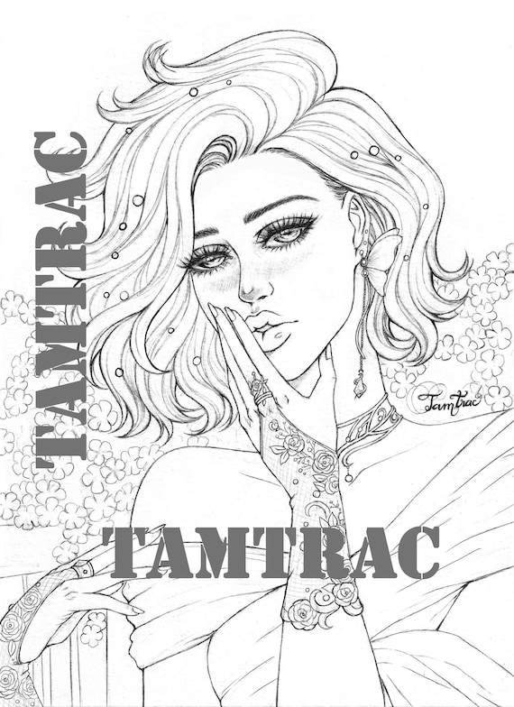 Coloring page a printable adult tattoo colouring pages book instant digital download illustration pdf