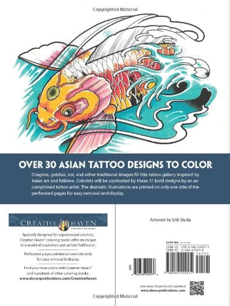 Creative haven asian tattoo designs coloring book adult coloring siuda erik creative haven books