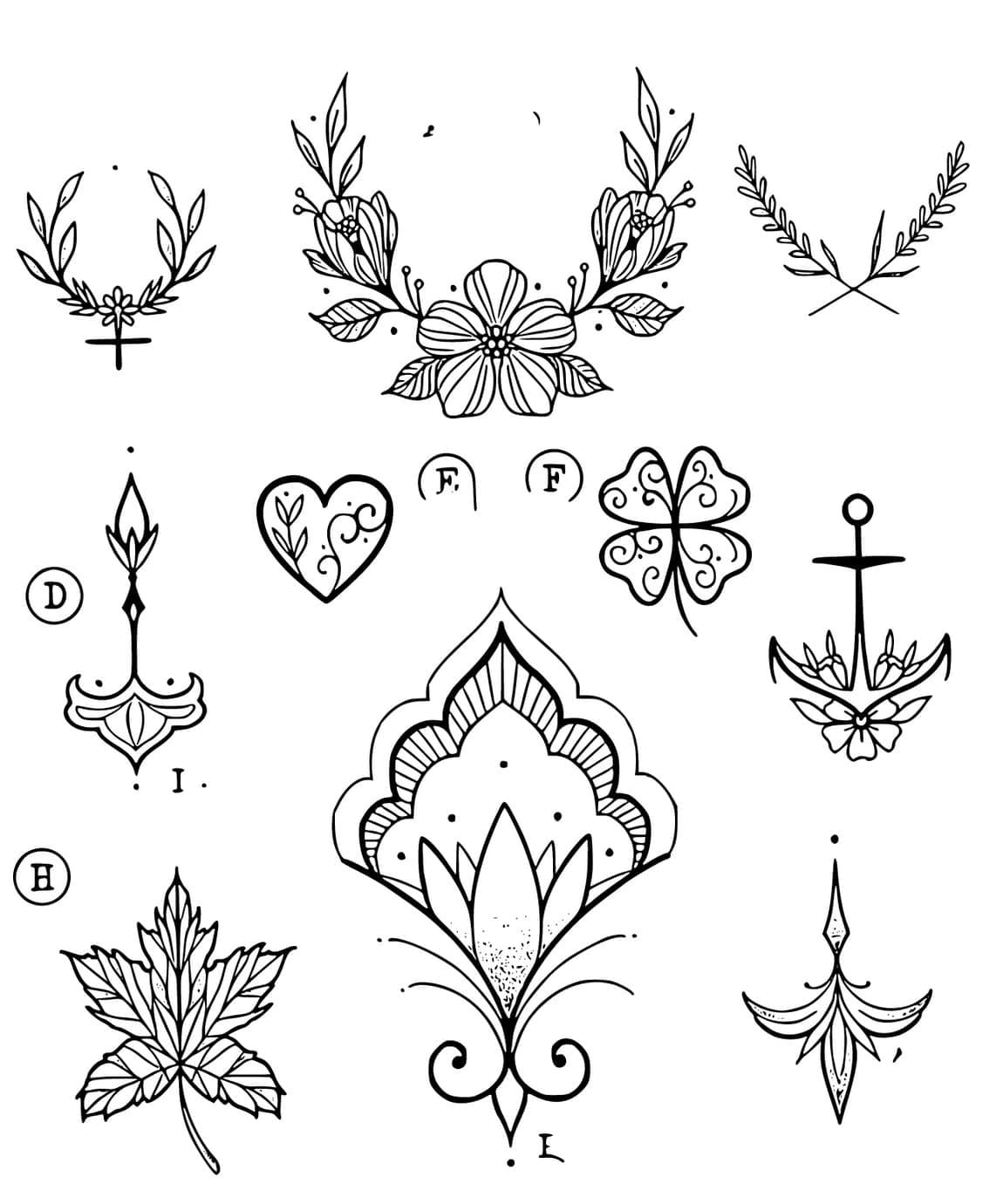 Very simple tattoos coloring page