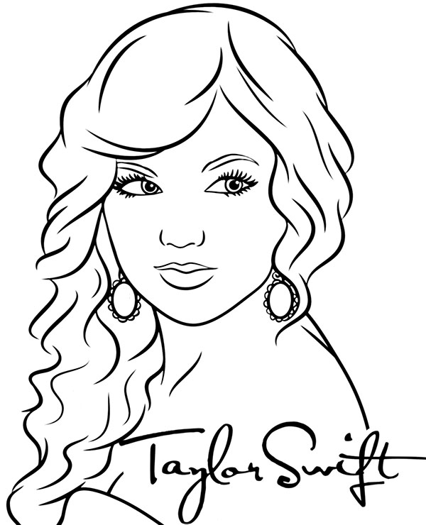 Taylor swift printable coloring page pop stars