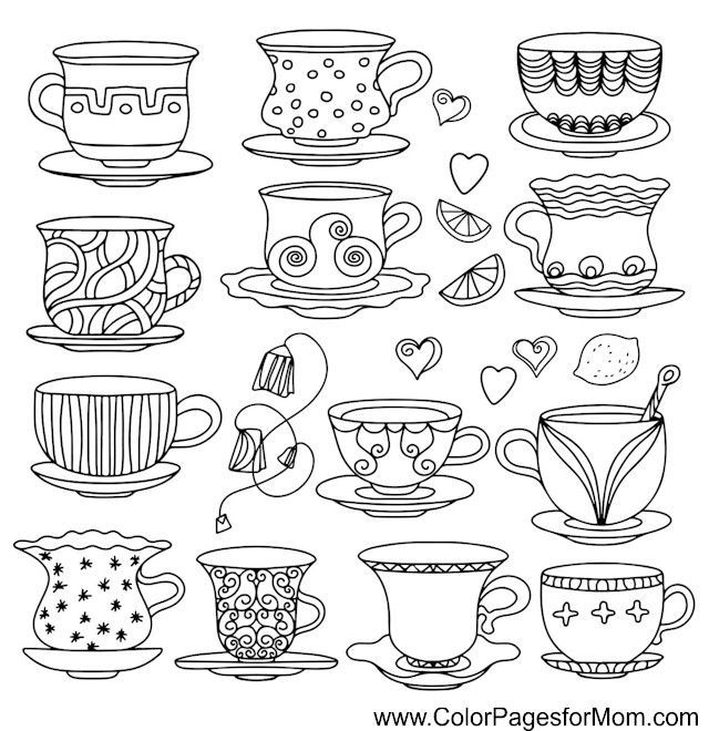 Coffee coloring page coloring pages tea cups adult coloring pages