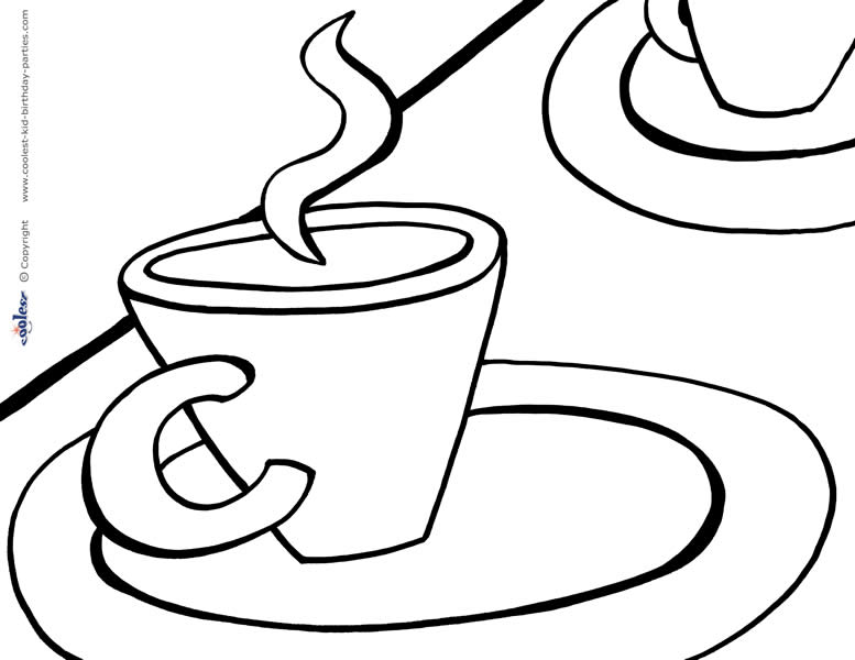 Printable tea party coloring page