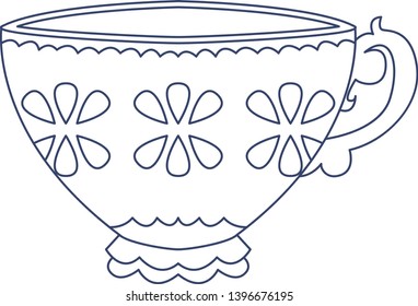 Vector tea cup coloring illustration children stock vector royalty free