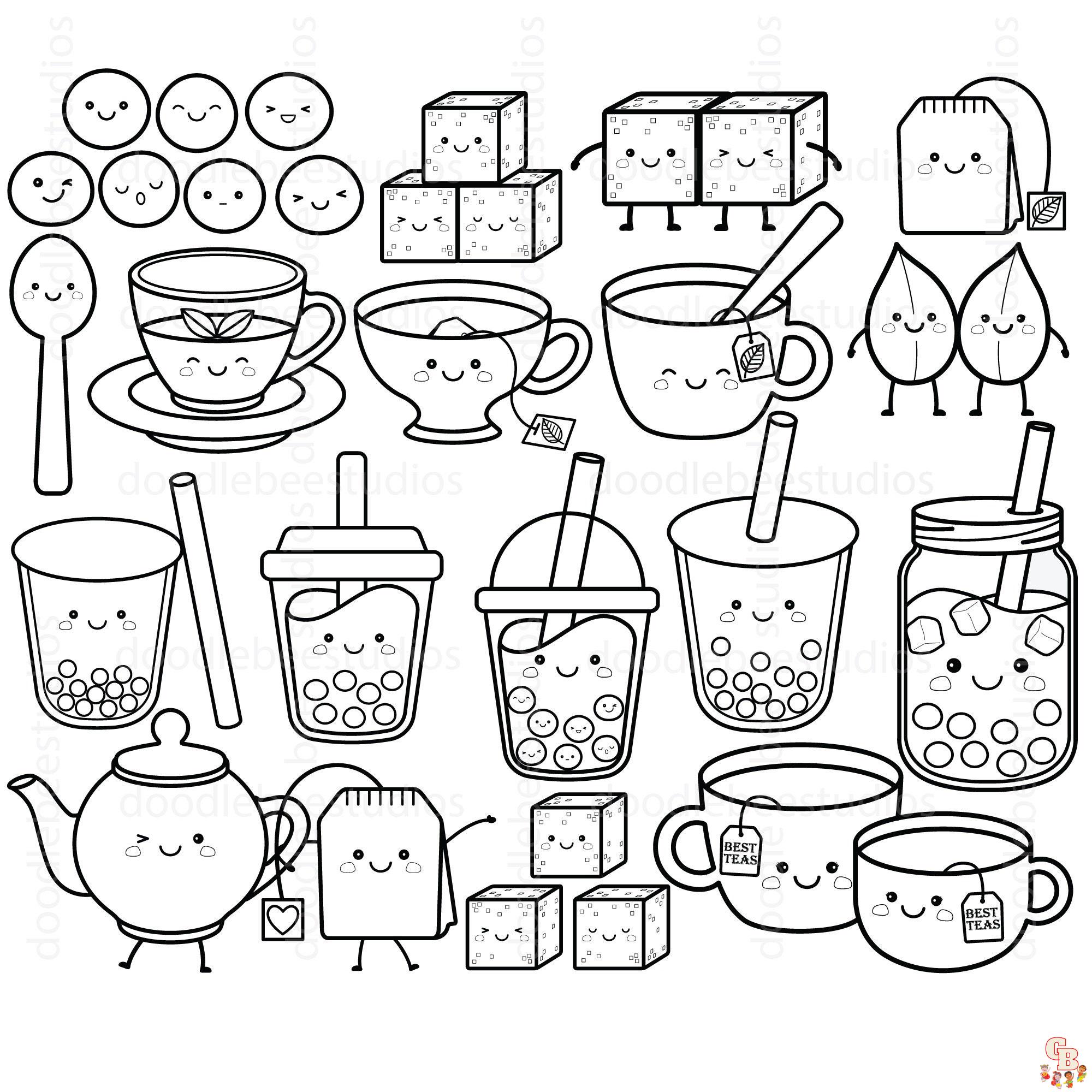 Discover adorable and free cute boba tea coloring pages