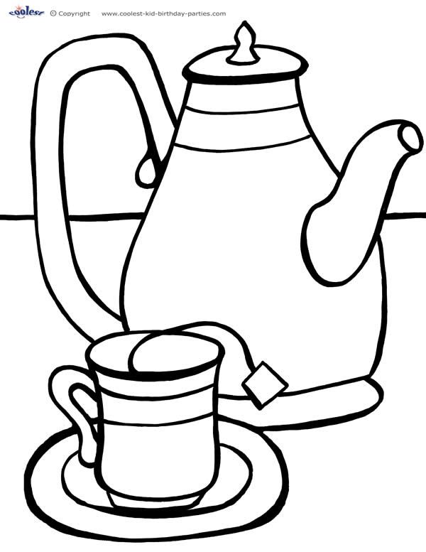 Printable tea party coloring page coloring pages pattern coloring pages tea party