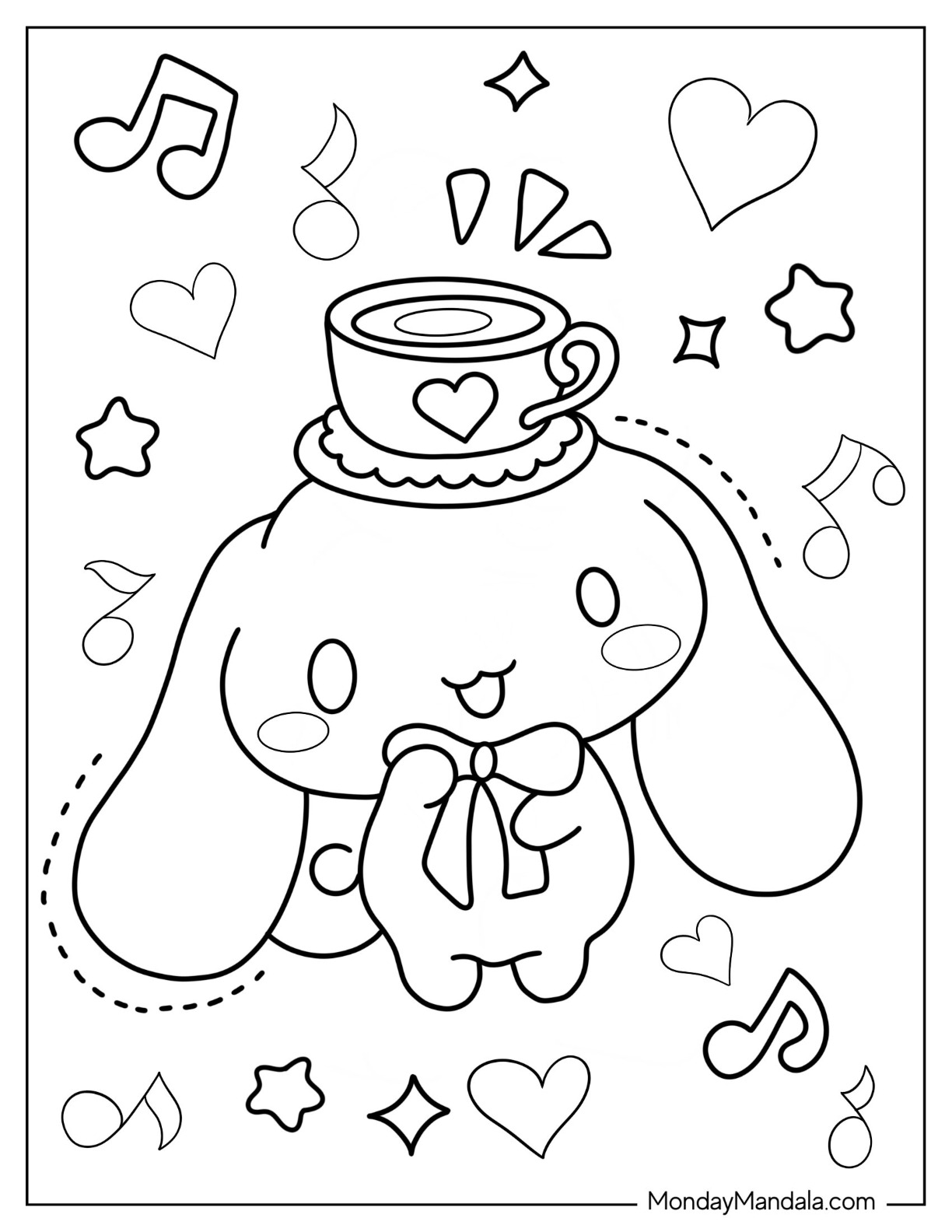 Cinnamoroll coloring pages free pdf printables