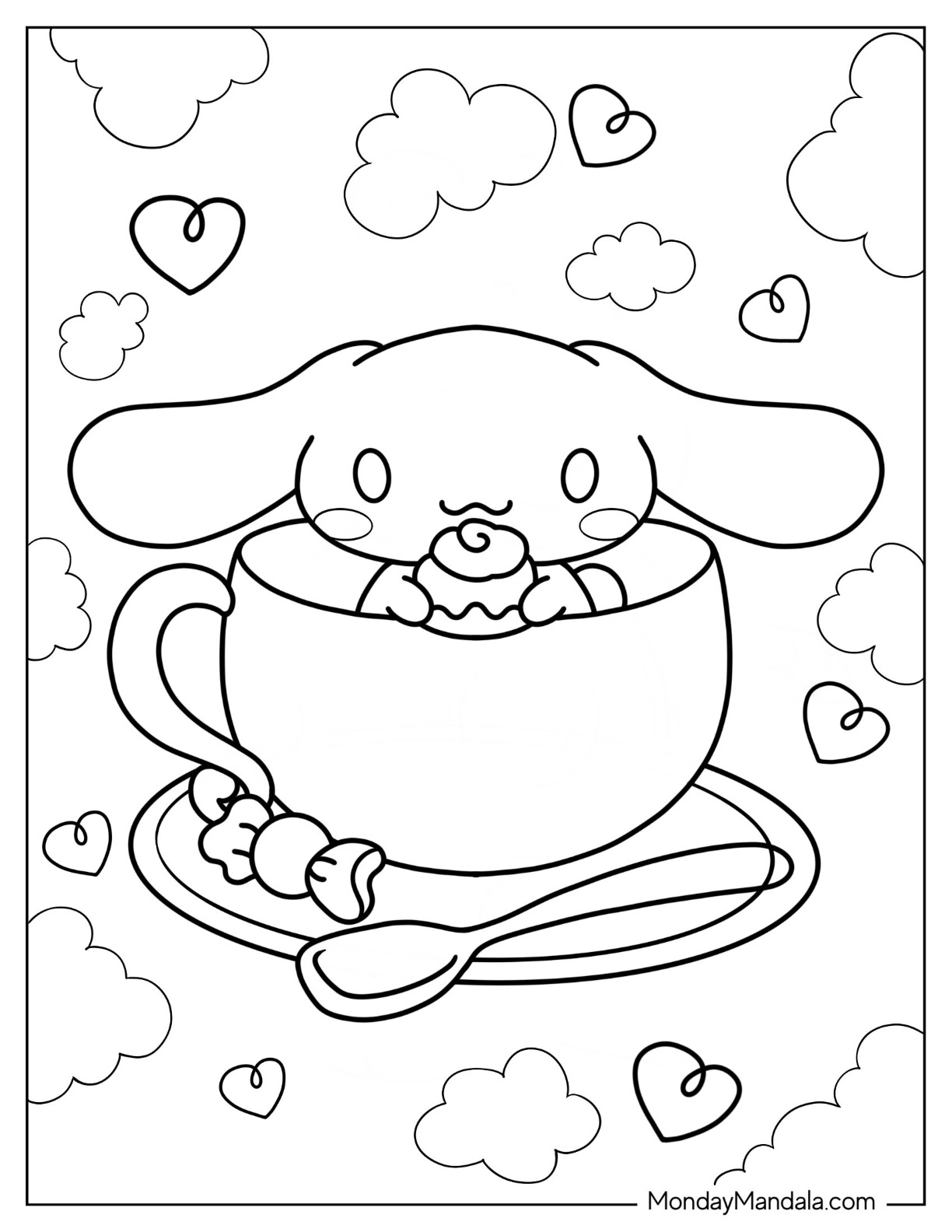 Cinnamoroll coloring pages free pdf printables