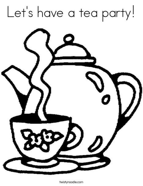 Lets have a tea party coloring page