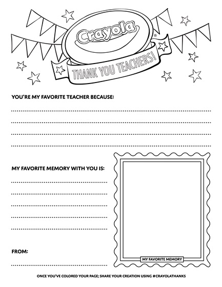 Thank a teacher list coloring page