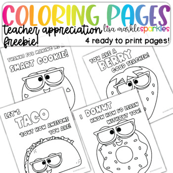 Teacher appreciation gift coloring pages printable free tpt