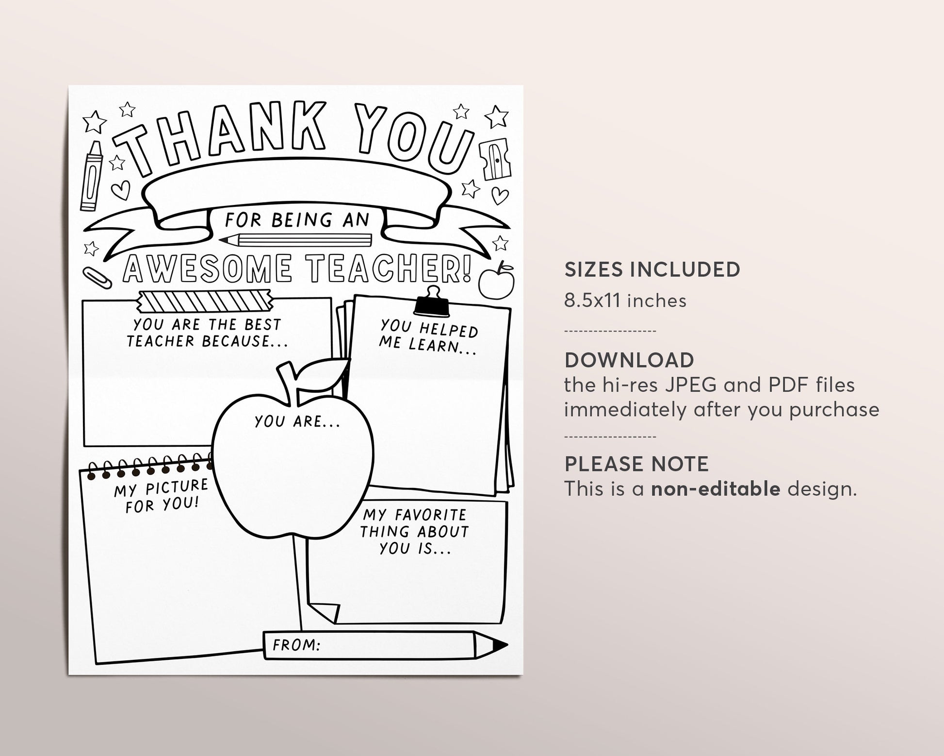 Teacher appreciation week printable teacher coloring page survey elem â puff paper co