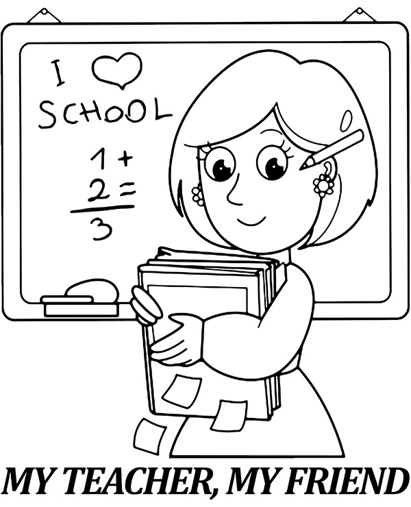 Teacher coloring page for teachers day