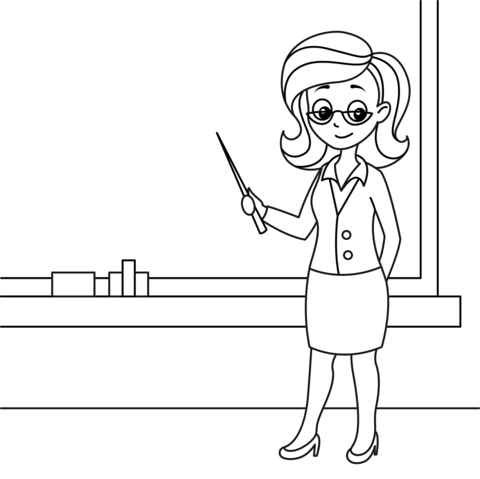 Cartoon teacher coloring page free printable coloring pages